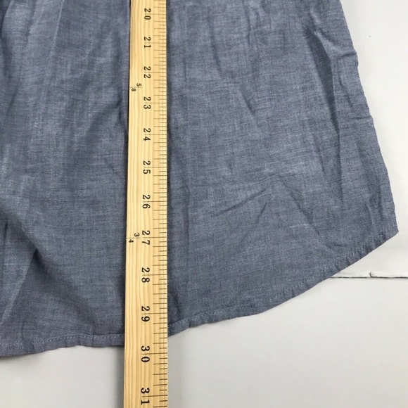 J. Jill Blue V Neck Button Blouse Roll Tab Size L - Picture 4 of 6